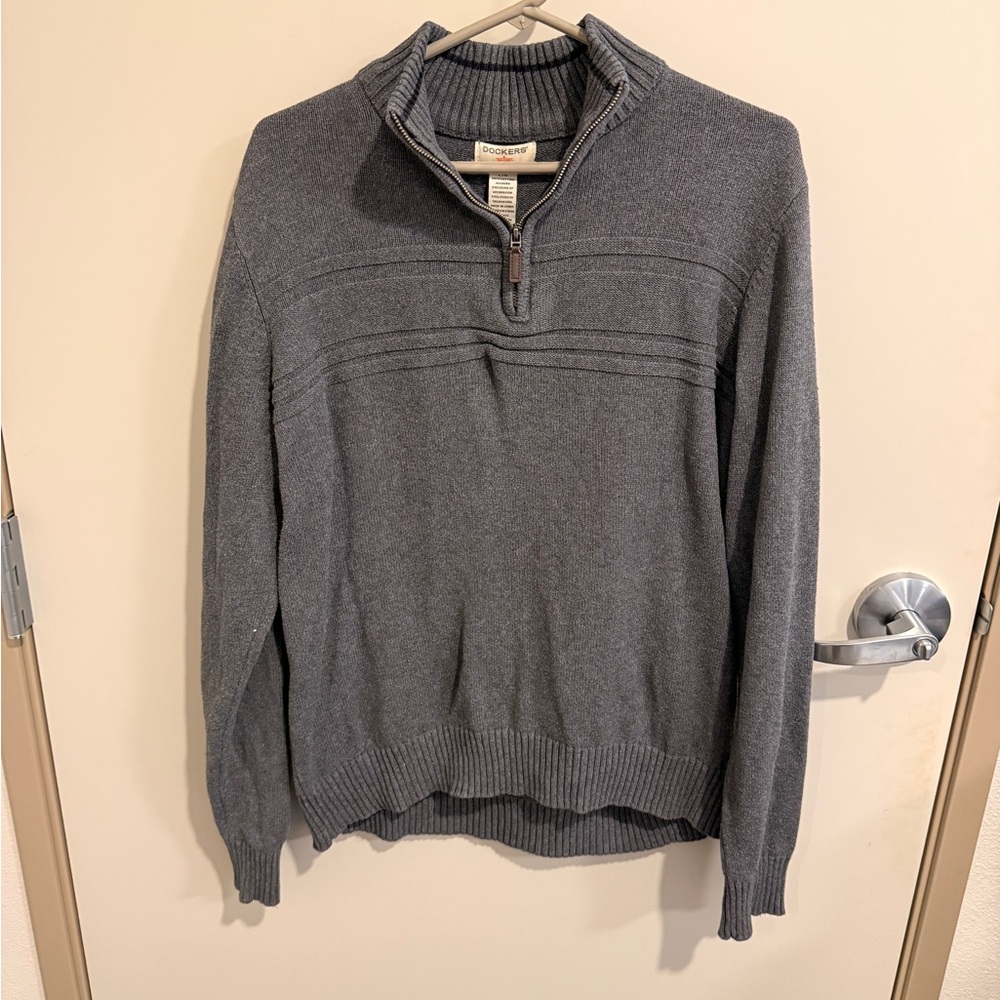 Dockers Men's Gray Zip-Up Sweater